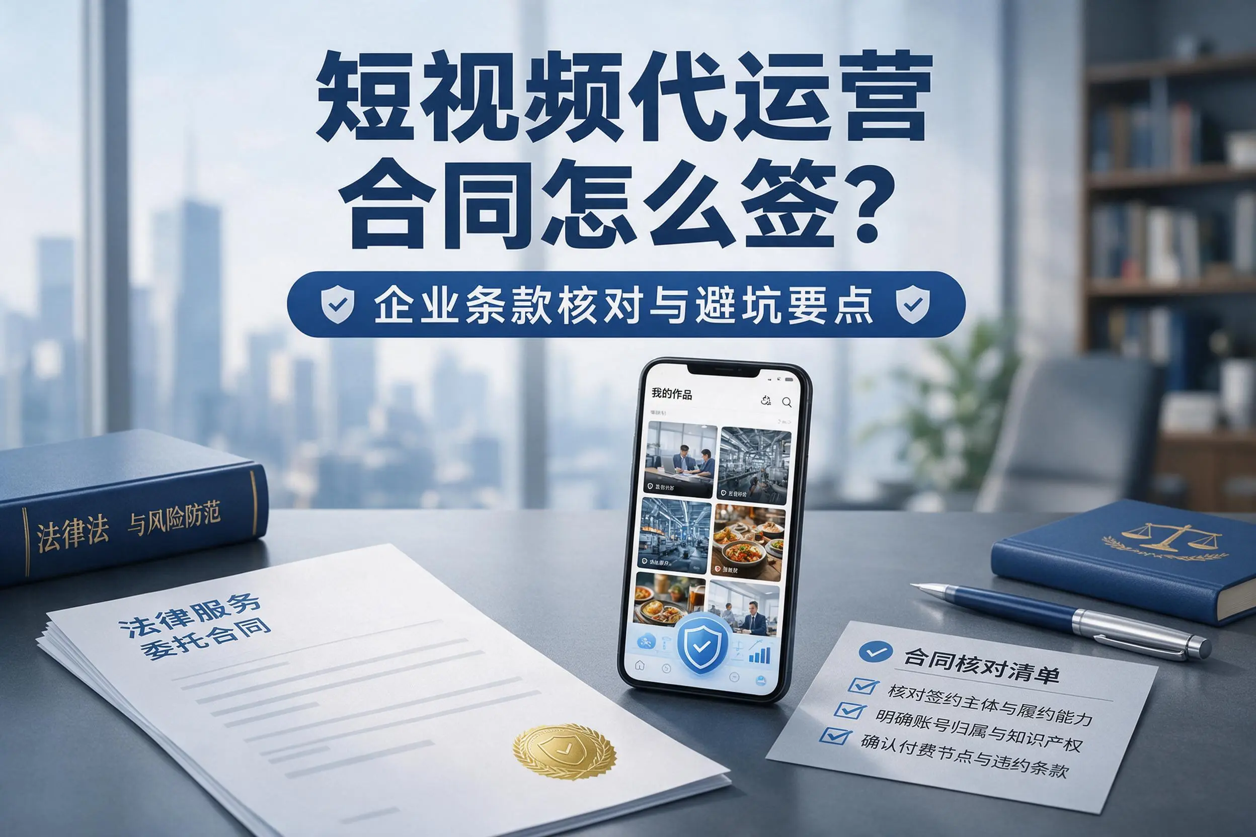 短视频代运营合同怎么签?昆玉企业条款核对与避坑要点