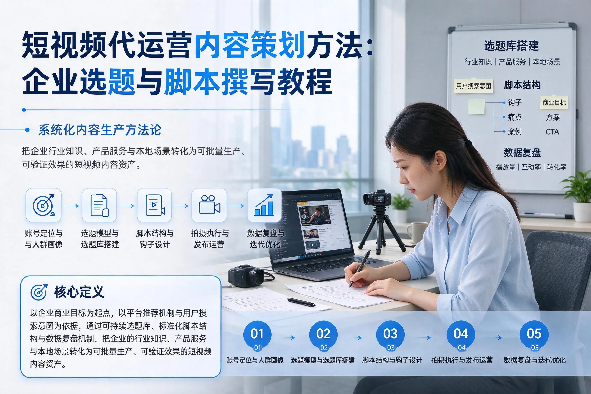 短视频代运营内容策划方法：昆玉企业选题与脚本撰写教程