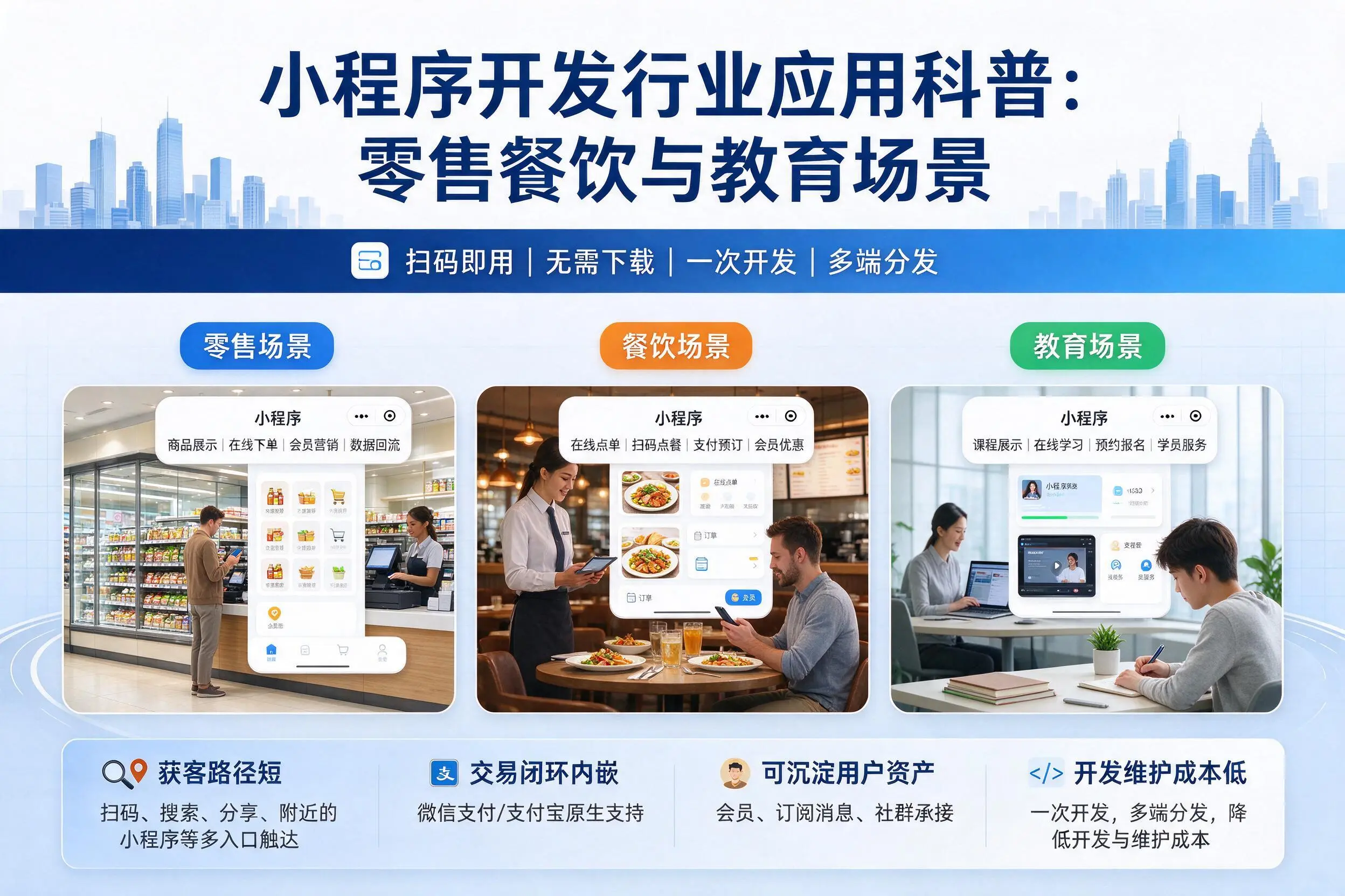 昆玉小程序开发行业应用科普:零售餐饮与教育场景