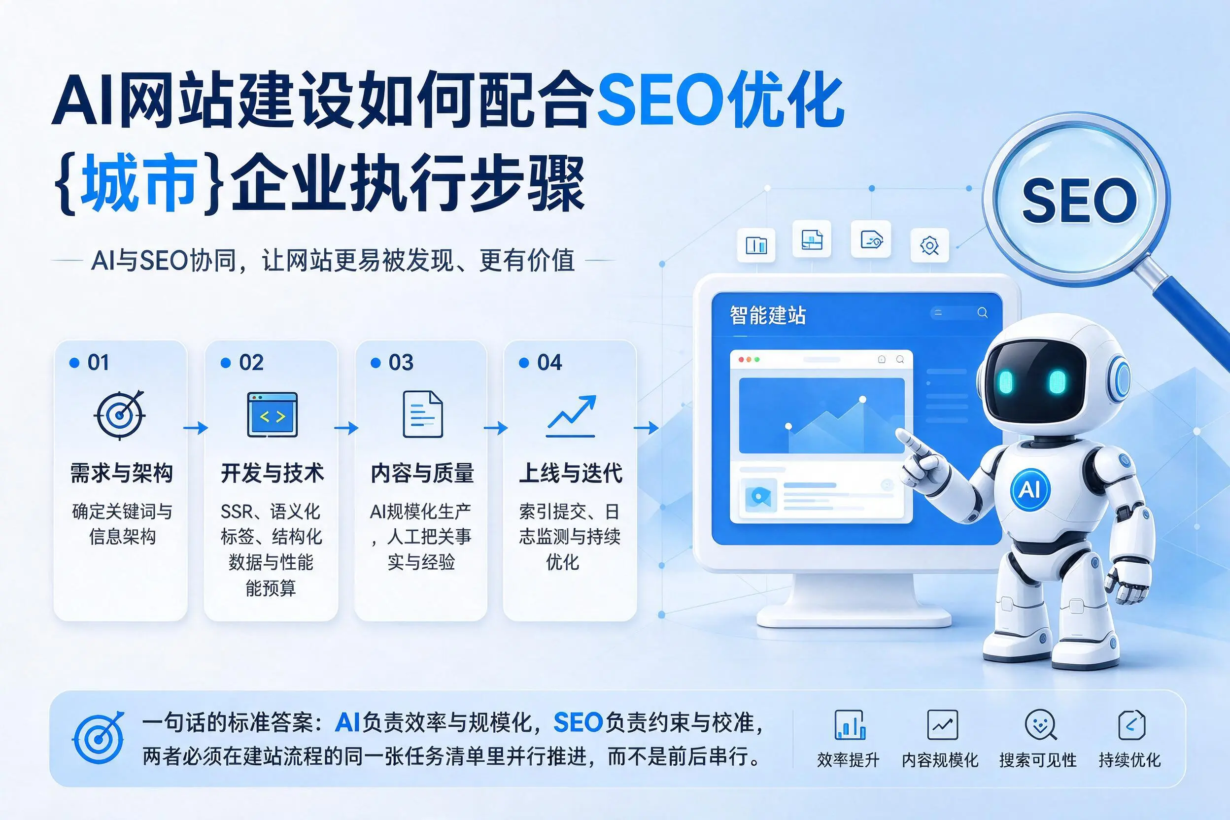 AI网站建设如何配合SEO优化,昆玉企业执行步骤