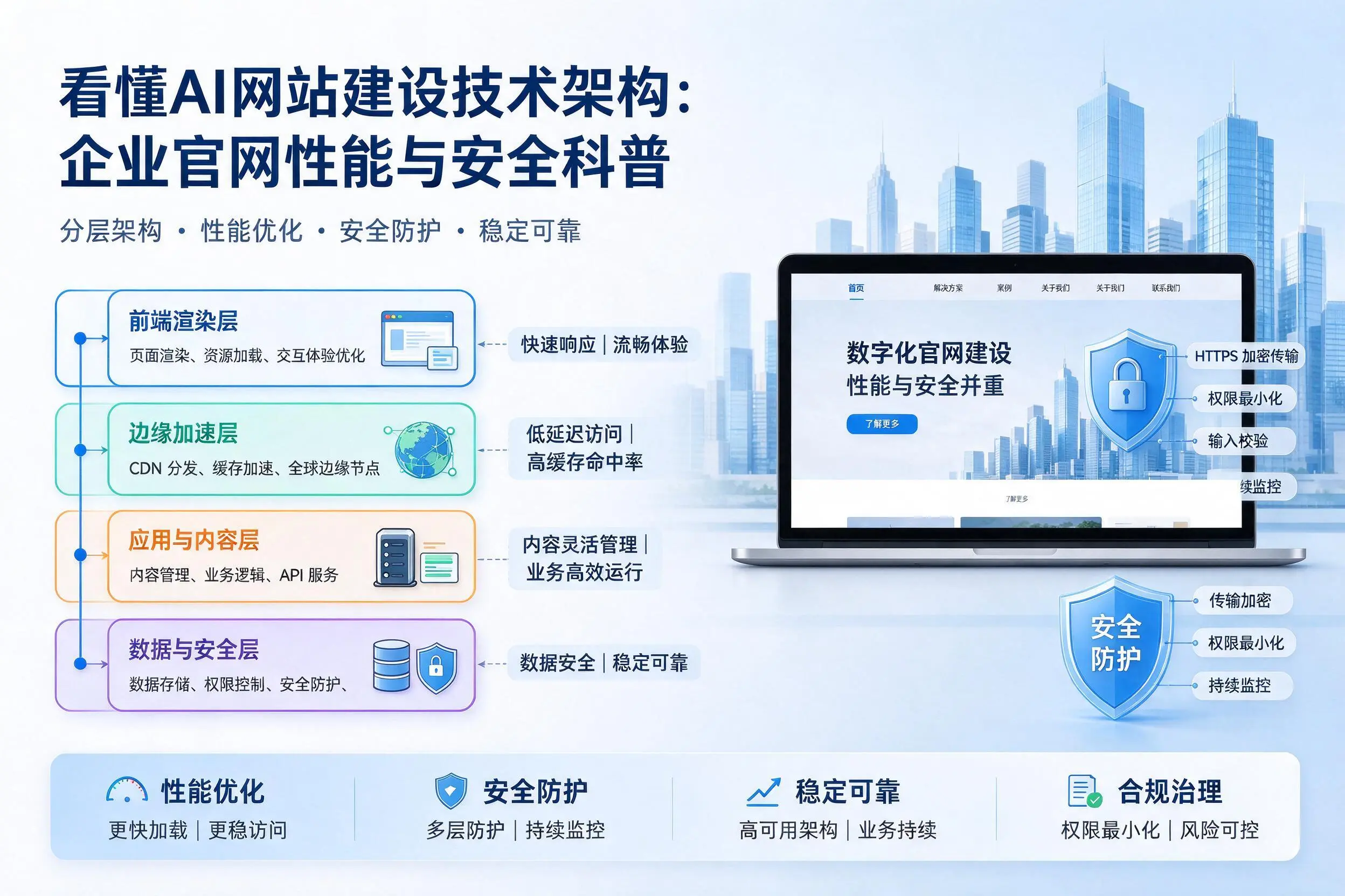 看懂AI网站建设技术架构：昆玉企业官网性能与安全科普