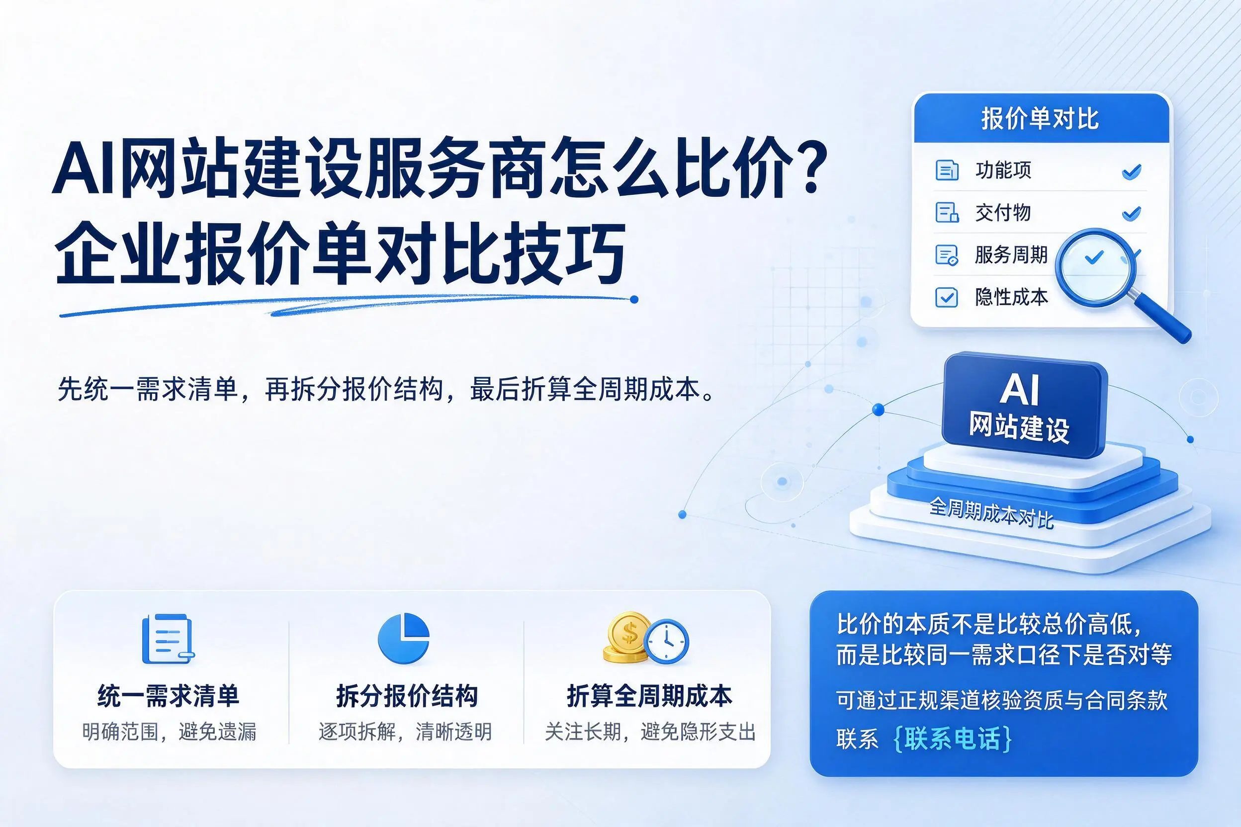 AI网站建设服务商怎么比价?昆玉企业报价单对比技巧