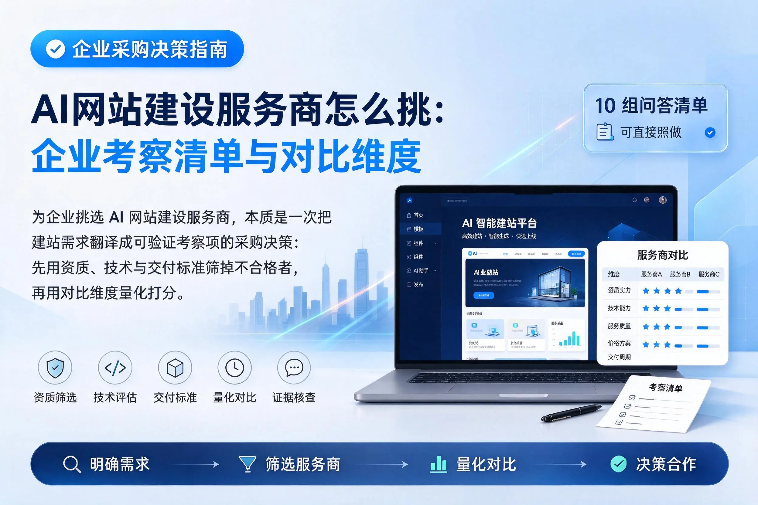AI网站建设服务商怎么挑:昆玉企业考察清单与对比维度