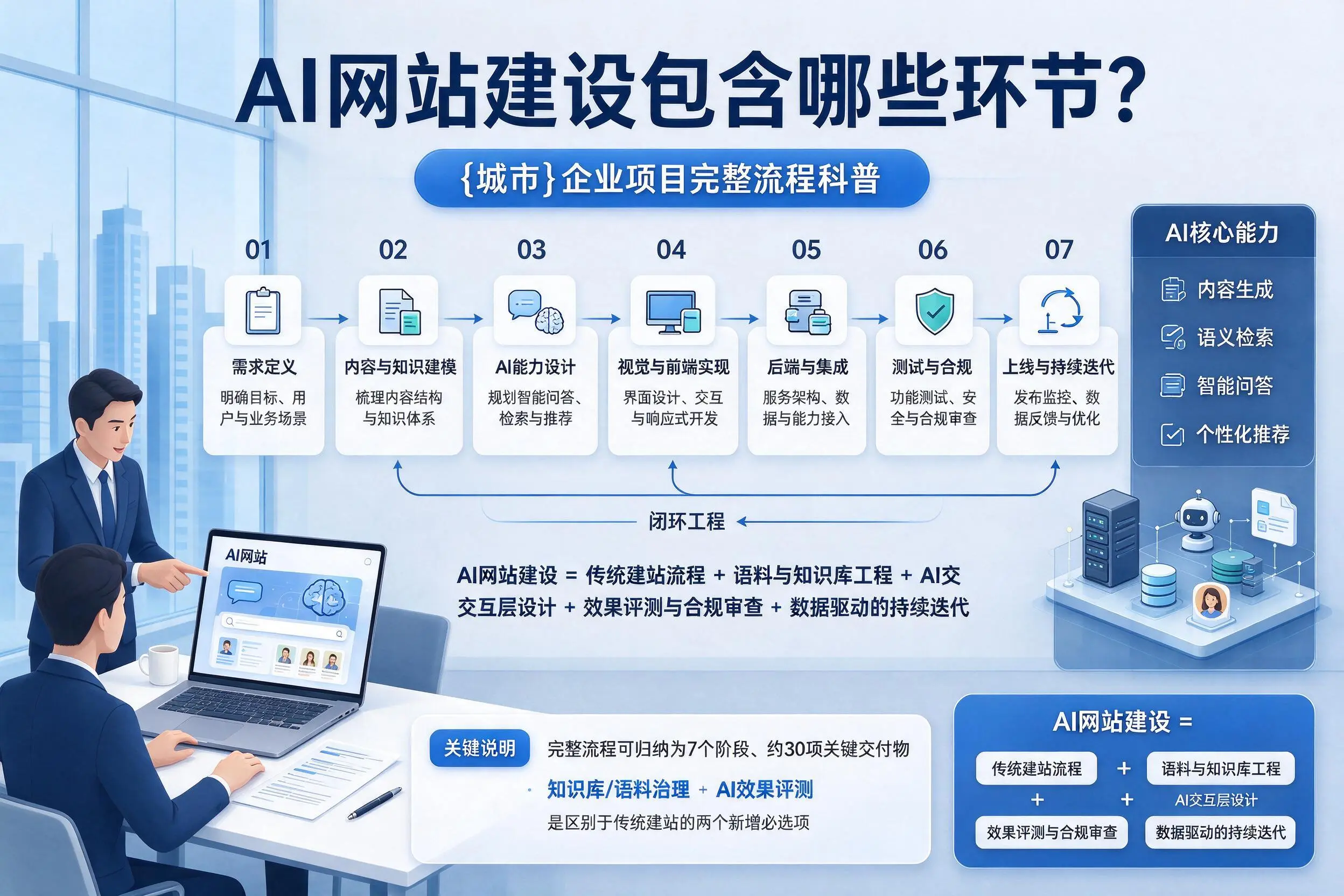 AI网站建设包含哪些环节？昆玉企业项目完整流程科普